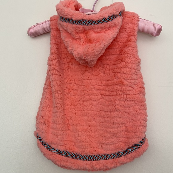 NEW Little Lass Girls Furry Vest Hoodie Size 4T Toddler Orange - Picture 3 of 7
